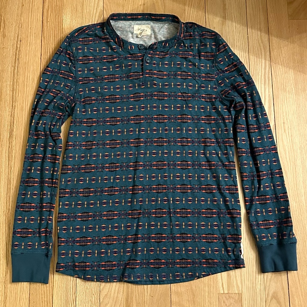 Koto for Urban Outfitters Womenโs Long-sleeved Tribal Print Top, Size Small
